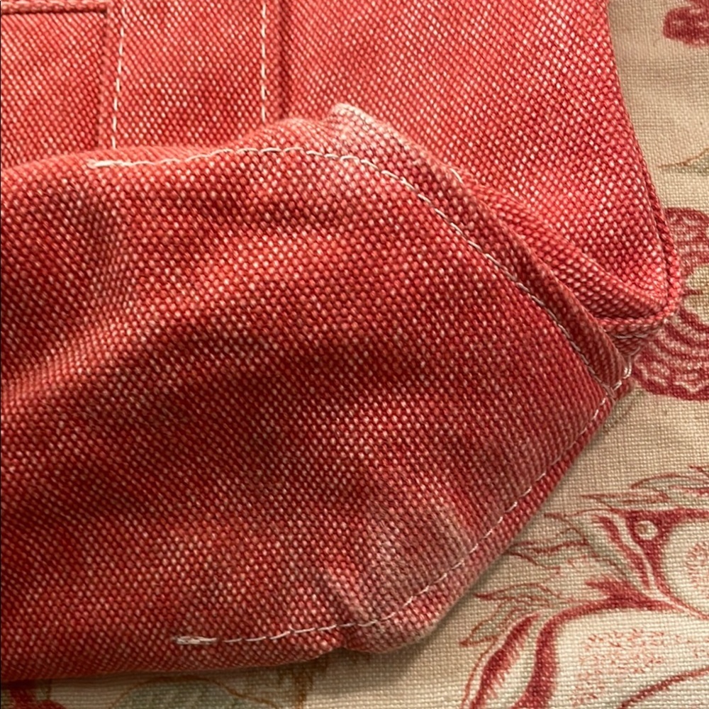L.L. Bean RARE Sig Salt Wash Red Canvas Boat & Tote Check Print Inside - Picture 4 of 14
